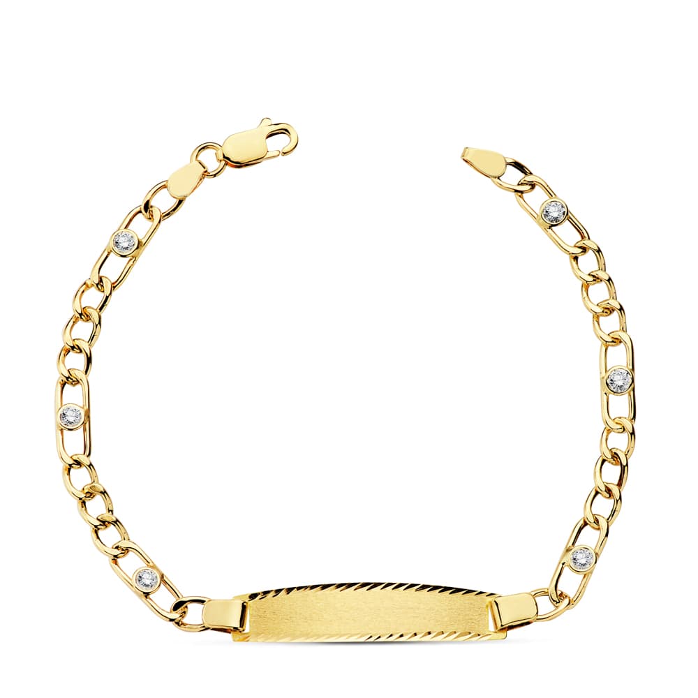 18K ESCLAVA HUECA CIRCONITAS 18.5 CM