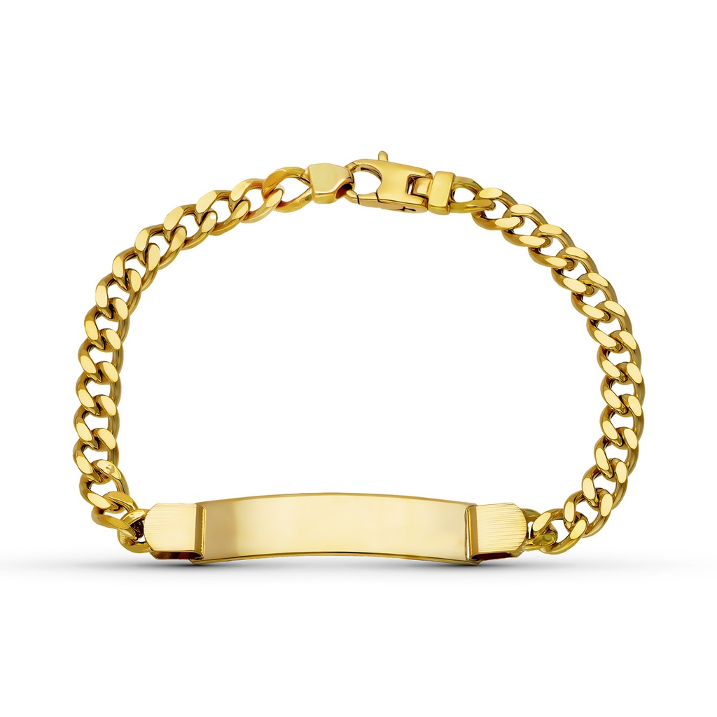 18K ESCLAVA ORO AMARILLO CABALLERO BARBADA HUECA