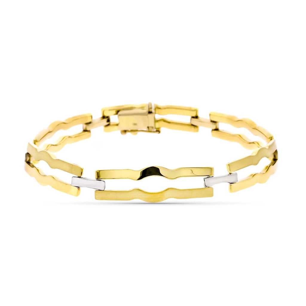 18K PULSERA ORO BICOLOR MATE Y BRILLO