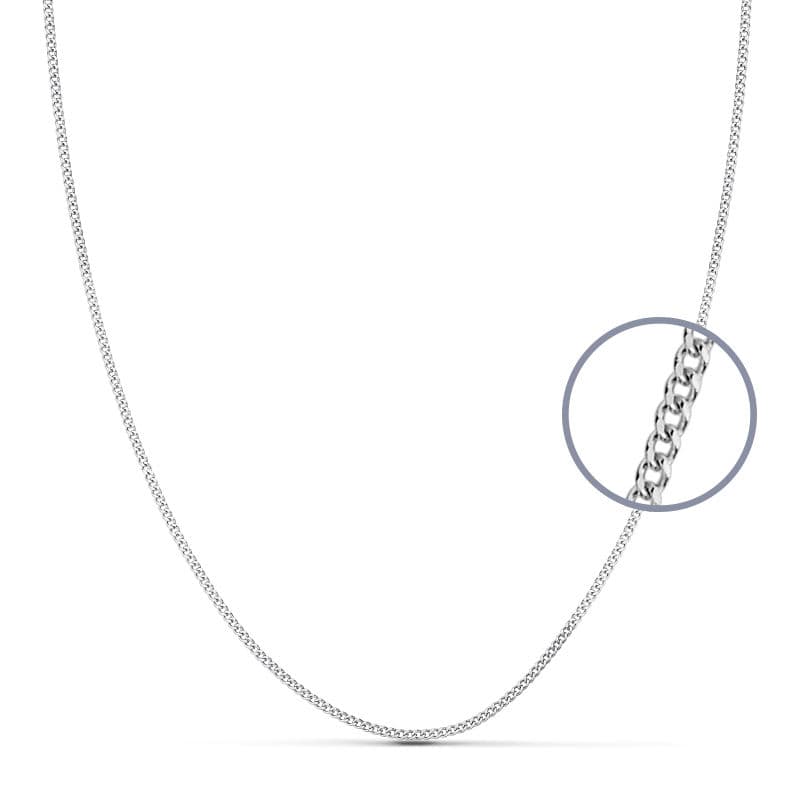 18K CADENA MACIZA ORO BLANCO BARBADA 1 MM 45 CM