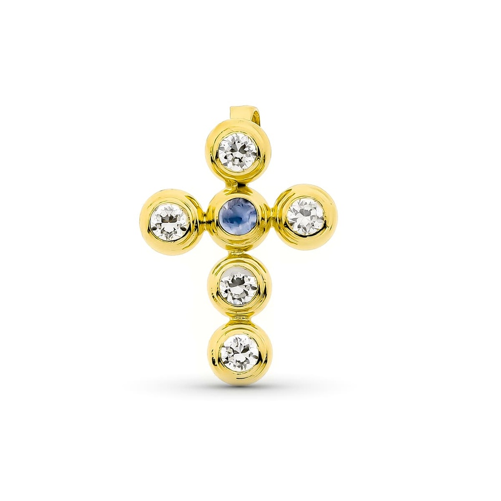 18K CRUZ ORO AMARILLO CON CIRCONITAS 19X14 MM