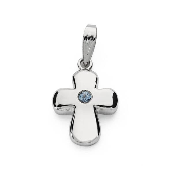 18K CRUZ ORO BLANCO CIRCONITA 21X14 MM