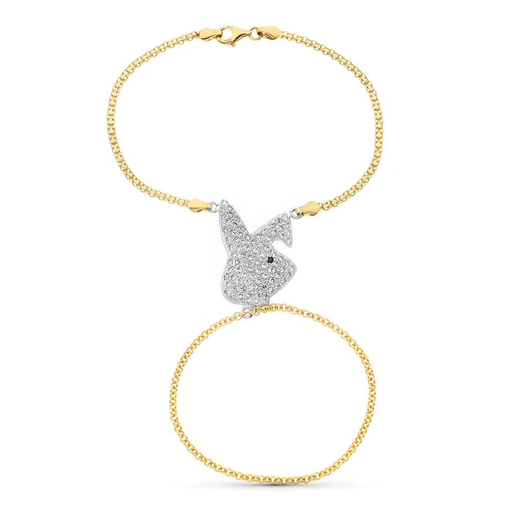 18K PULSERA ORO BICOLOR INDIA CONEJITO CIRCO.
