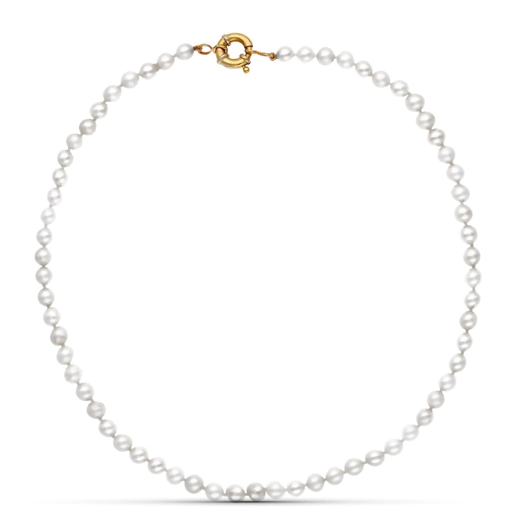 18K COLLAR PERLA CULTIVADA 5.5 MM CIERRE TIMON ORO AMARILLO