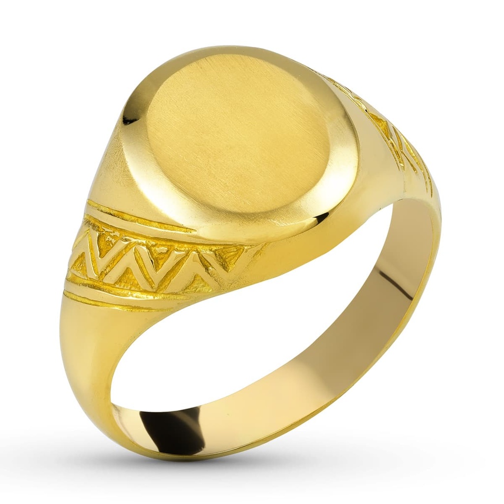 18K SELLO ORO AMARILLO CADETE TALLADO