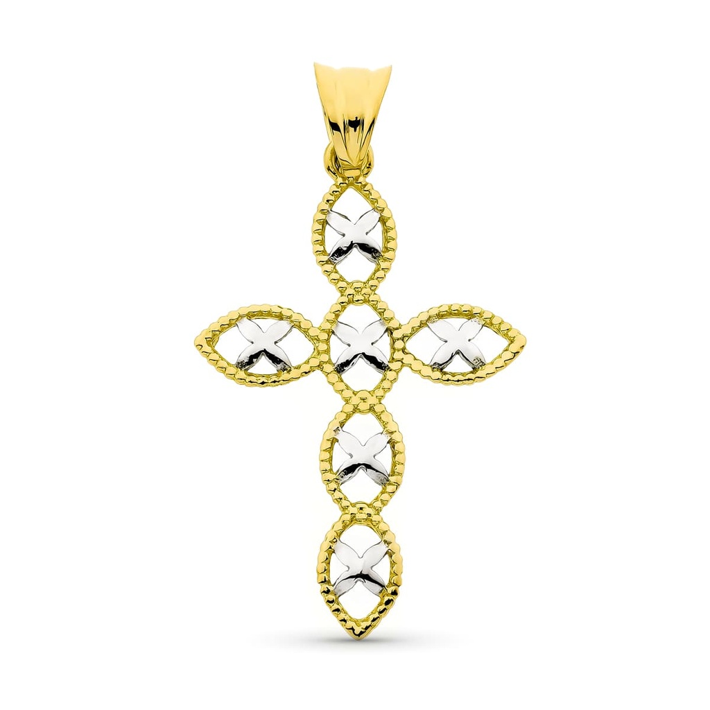 18K CRUZ ORO BICOLOR 36X23 MM