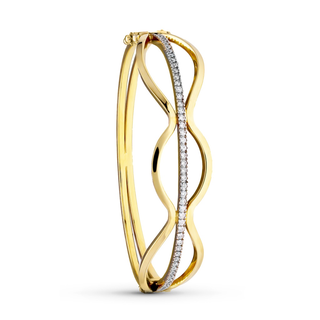 18K PULSERA RIGIDA ORO BICOLOR CIRCONITAS