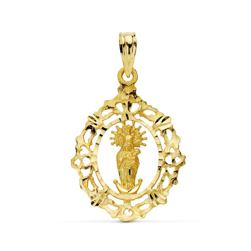18K MEDALLA VIRGEN DE LA ALMUDENA ORLA 27X20 MM