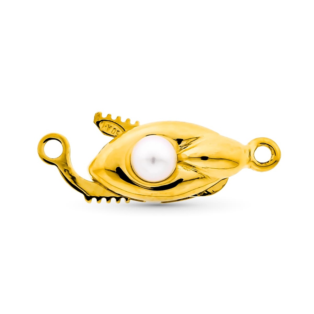 18K FORNITURA BROCHE COLLAR PARA 1 VUELTA CON PERLA