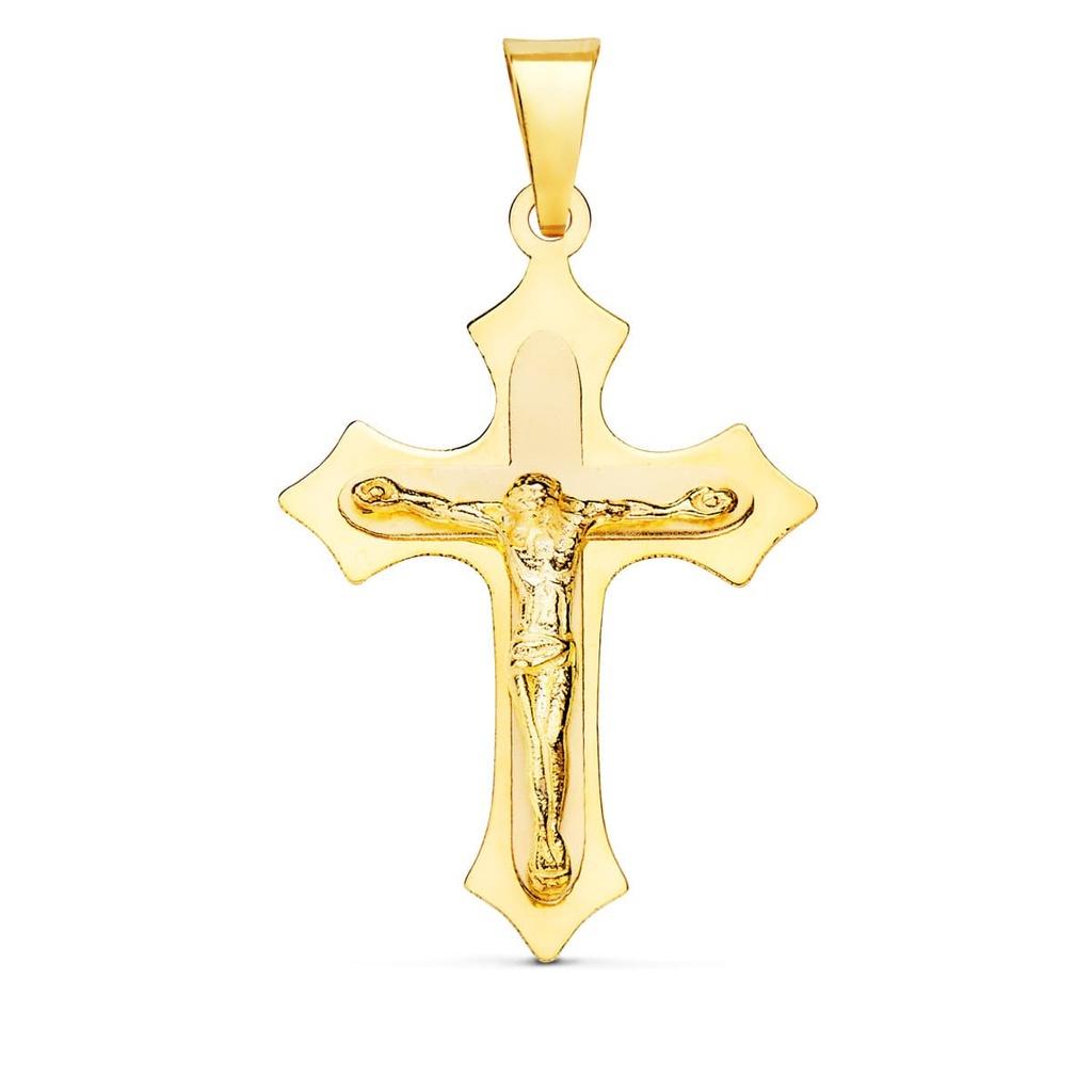 18K CRUZ CON CRISTO EN BRILLO 32X22 MM