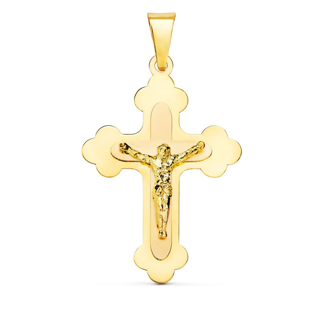 18K CRUZ CON CRISTO EN BRILLO 32X22 MM