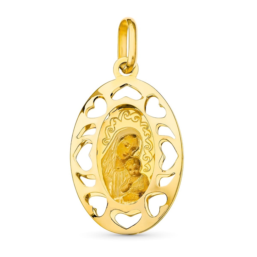 18K MEDALLA ORO AMARILLO ESMALTE 26X16 MM