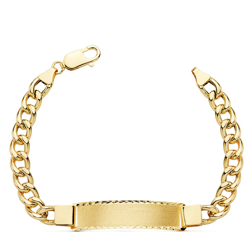 18K ESCLAVA ORO AMARILLO BARBADA HUECA 21.5 CM