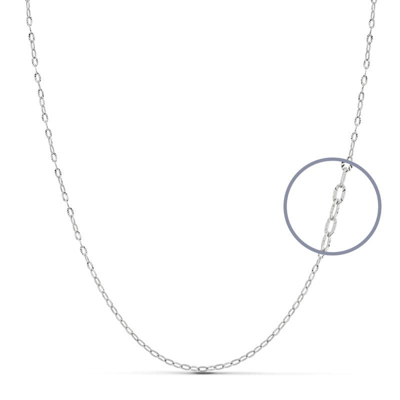 18K CADENA MACIZA ORO BLANCO 40 CM 1.5 MM