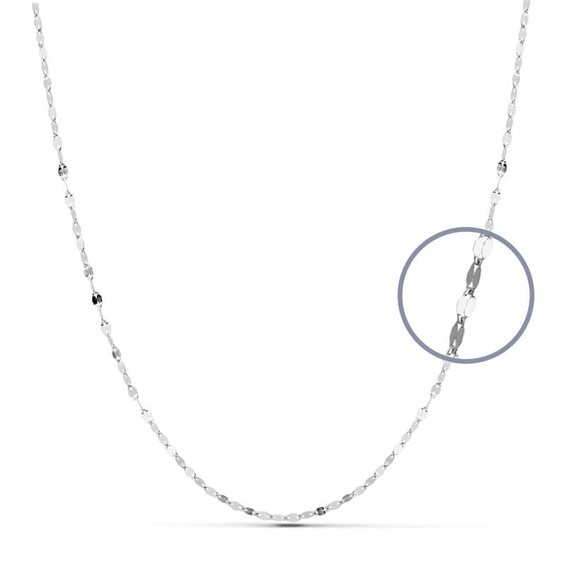18K CADENA MACIZA ORO BLANCO 40 CM 1.8 MM
