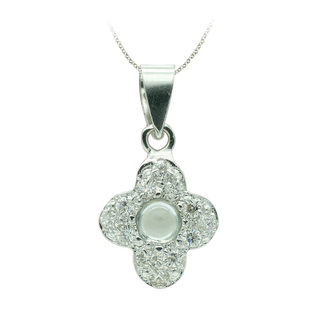 18K CRUZ ORO BLANCO CON CIRCONITAS 14X10 MM