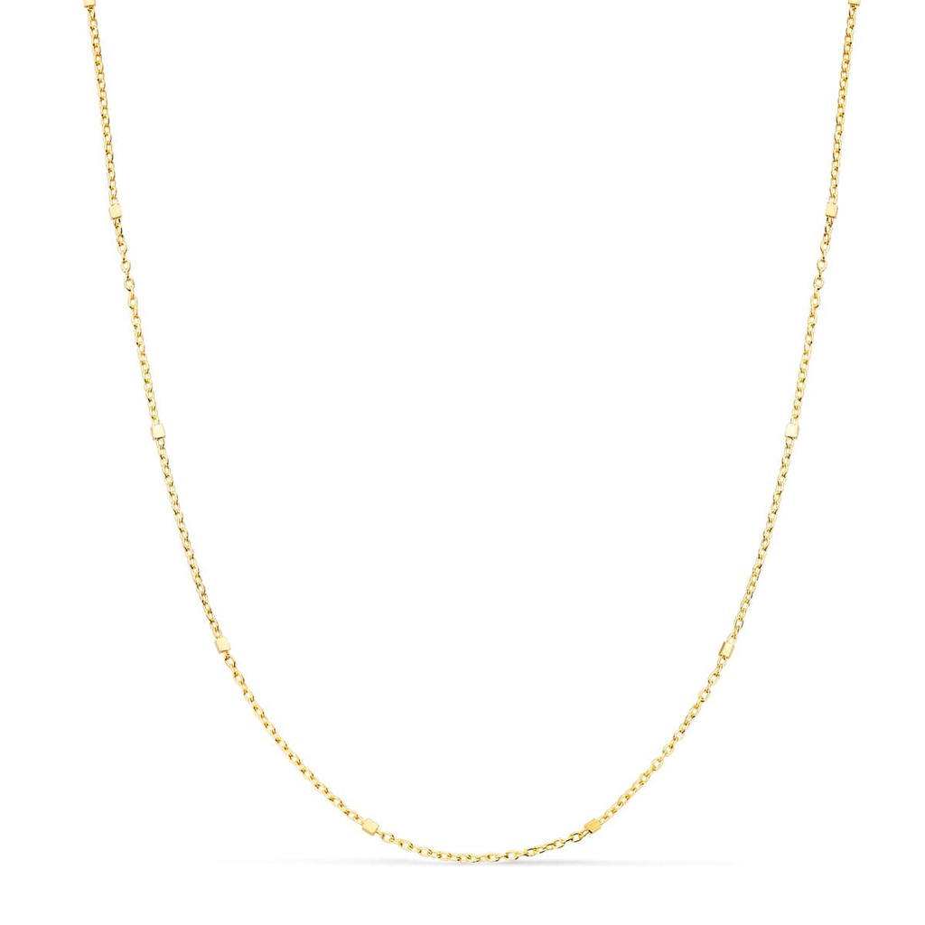 18K CADENA HUECA COMBINADA FORZADA Y CUBOS. LARGO 40 CM ANCHO 1 MM