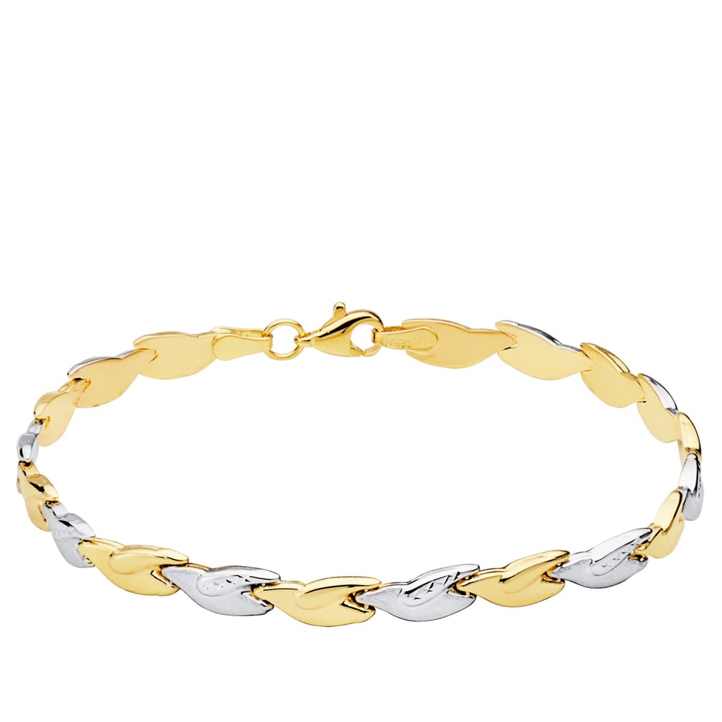 18K PULSERA BICOLOR ESTAMPACION 19 CM