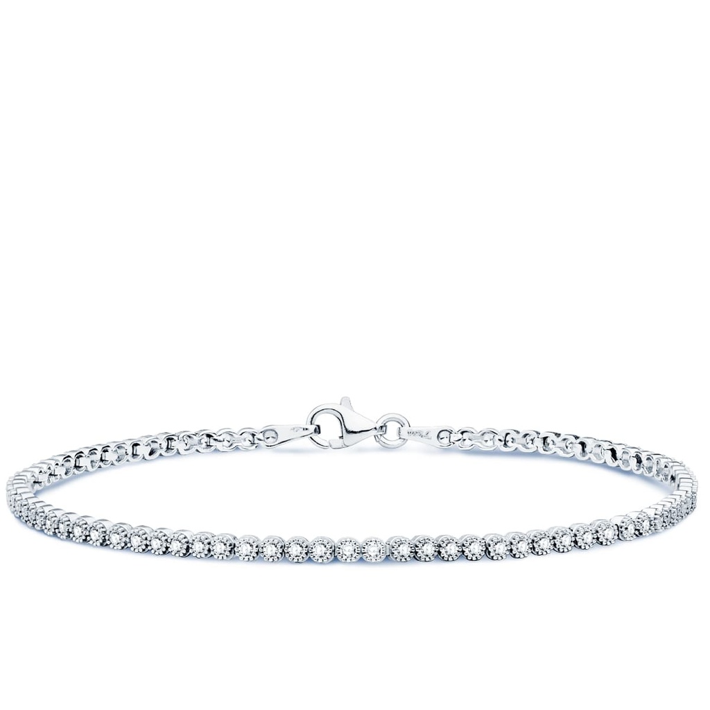 18K PULSERA ORO BLANCO CIRCONITAS 19 CM