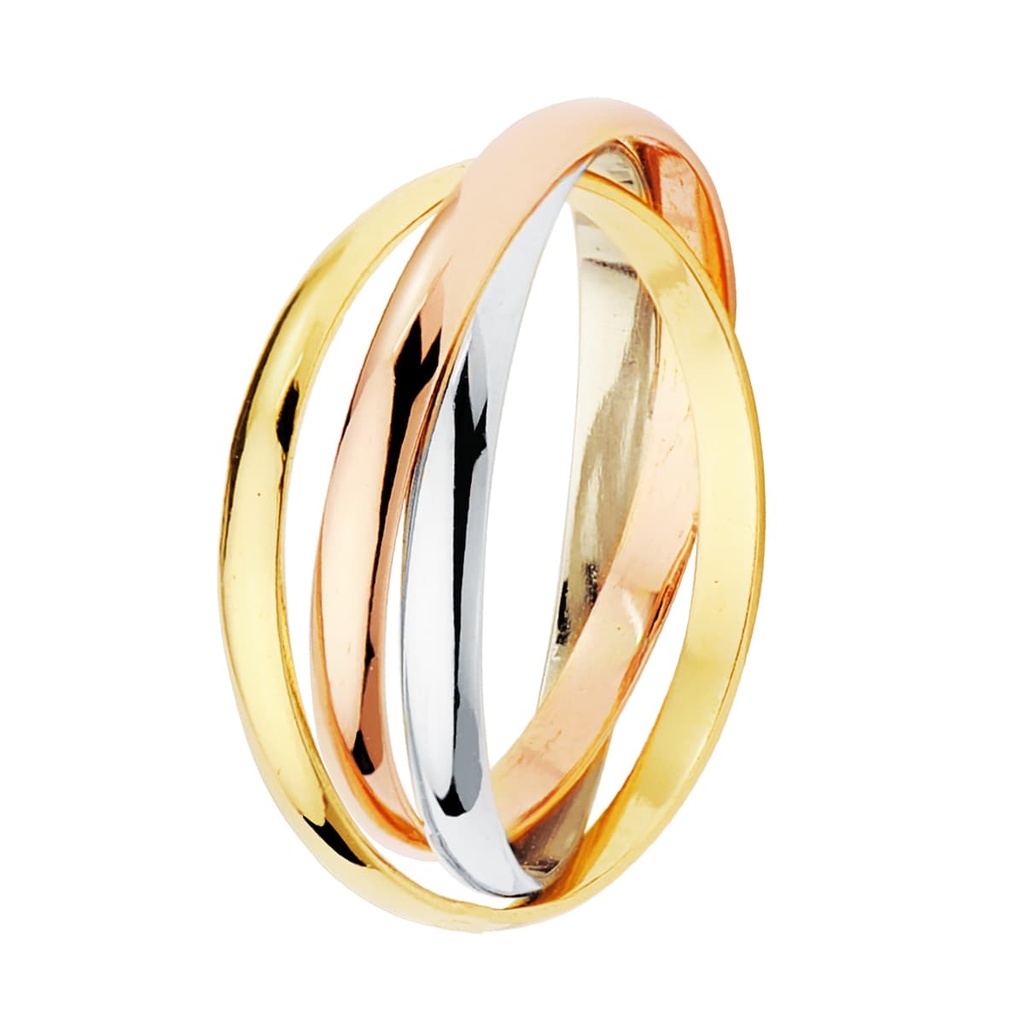 18K ALIANZA TRES AROS ORO TRICOLOR MEDIA CAÑA DE 2 MM