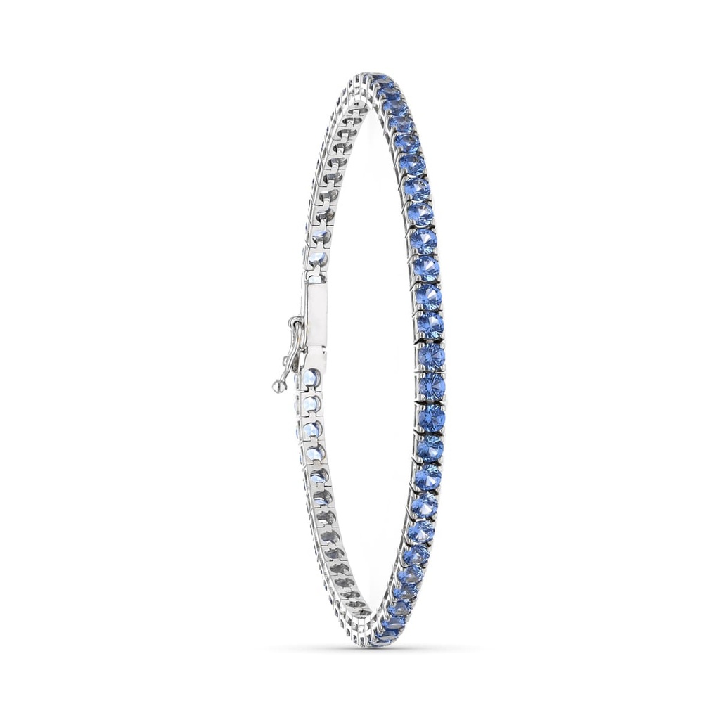 18K PULSERA ORO BLANCO PIEDRAS AZULES 19 CM