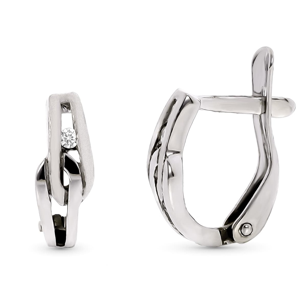 18K PENDIENTES ORO BLANCO CON DIAMANTES. CIERRE CATALAN