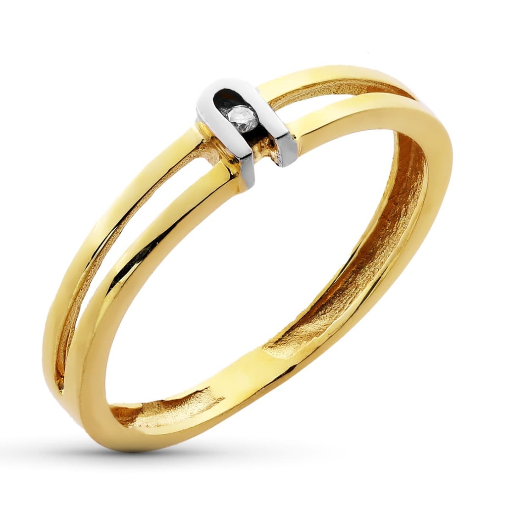 18K SORTIJA ORO BICOLOR BRILLANTE.