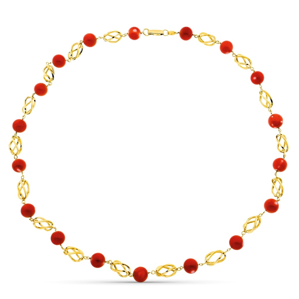 18K COLLAR ORO AMARILLO JAULA CORAL FINO JAPONES 10.5 MM 60 CM