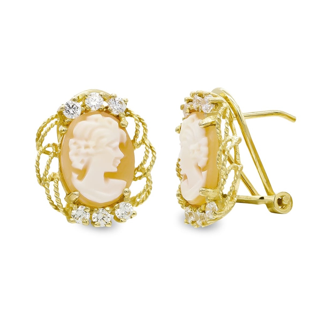 18K PENDIENTES ORO AMARILLO CAMAFEO 14X12 MM