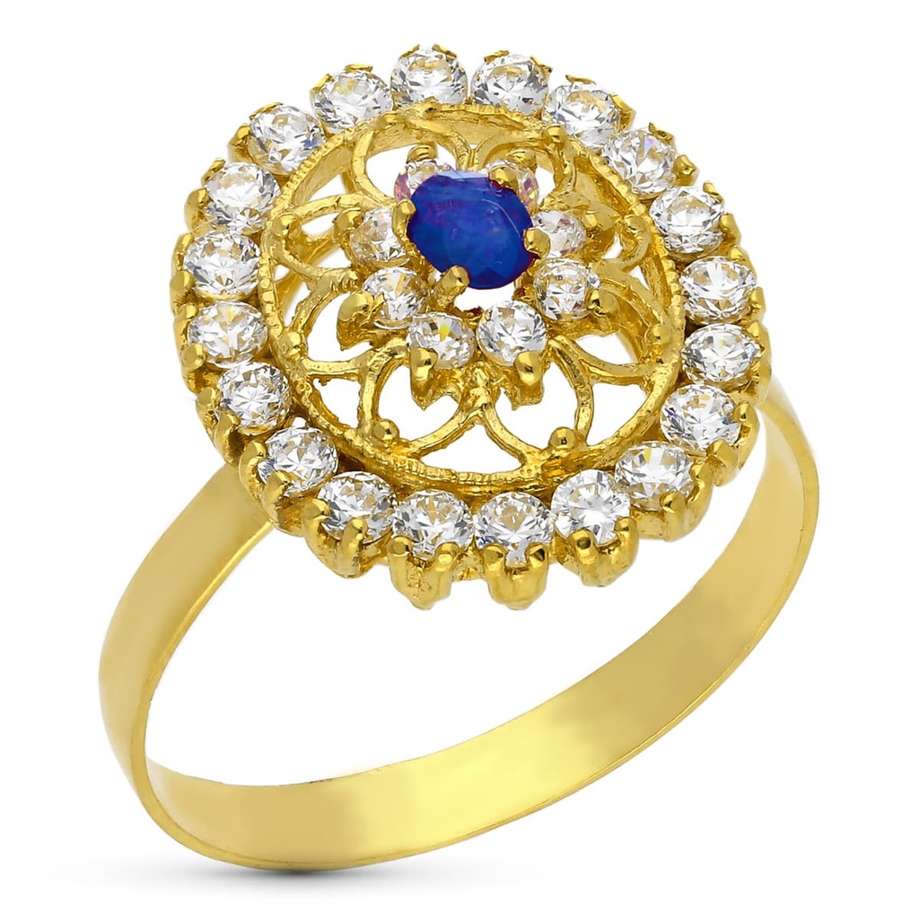 18K SORTIJA ORO AMARILLO PIEDRA Y CIRCONITAS
