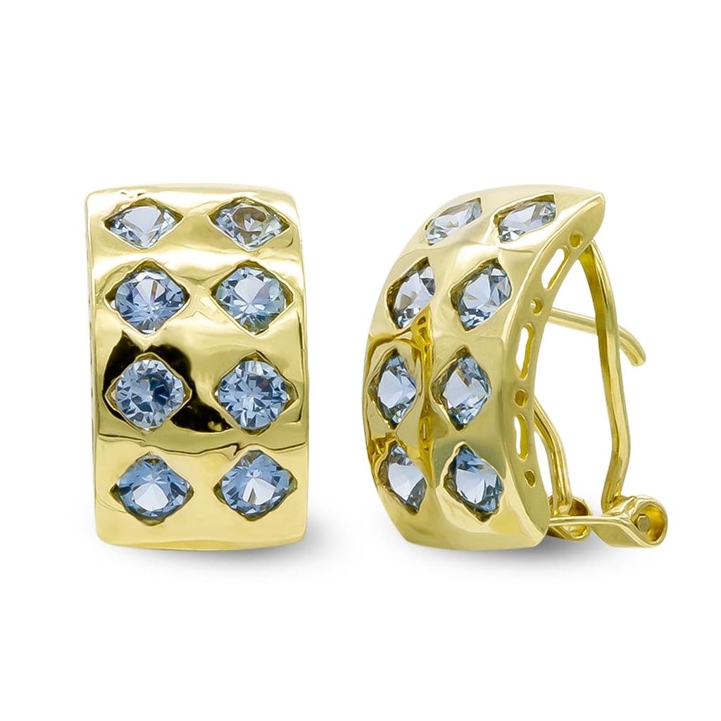 18K PENDIENTES ORO AMARILLO PIEDRAS AGUAMARINA 15X8 MM