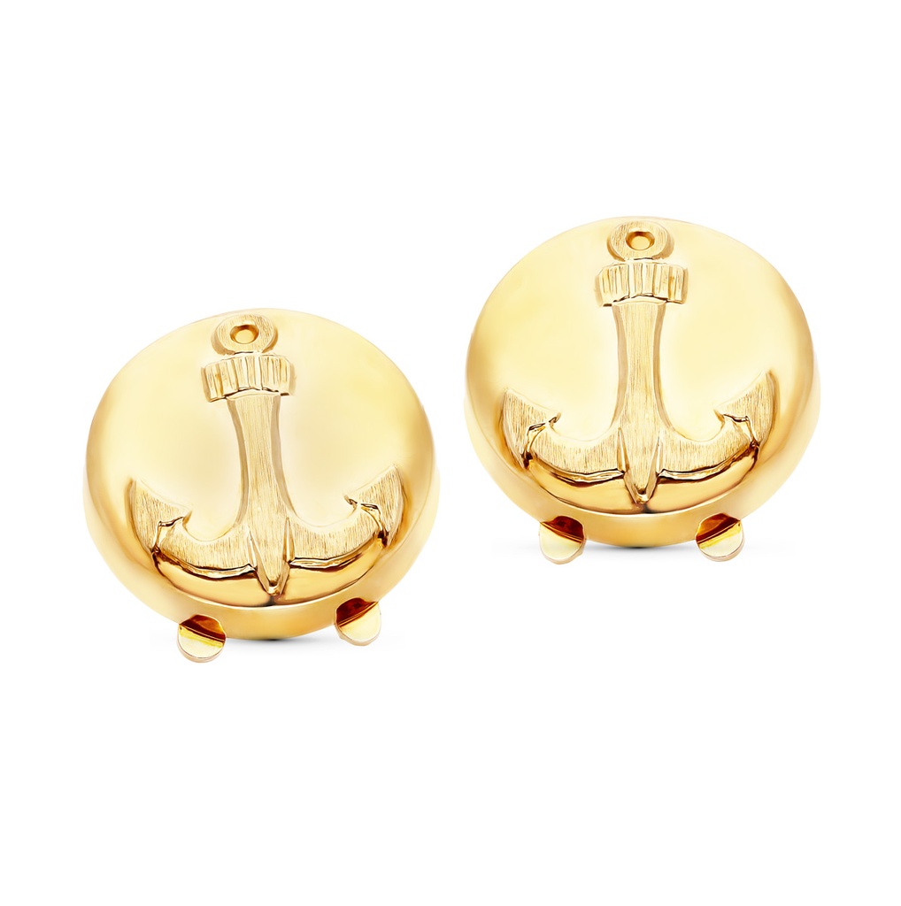 18K CUBREBOTON ORO AMARILLO ANCLA 15 MM