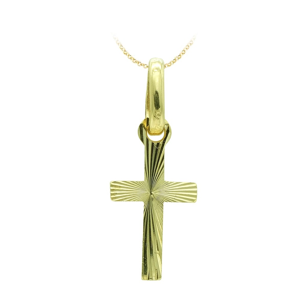 18K CRUZ ORO AMARILLO TALLADA 16X8 MM