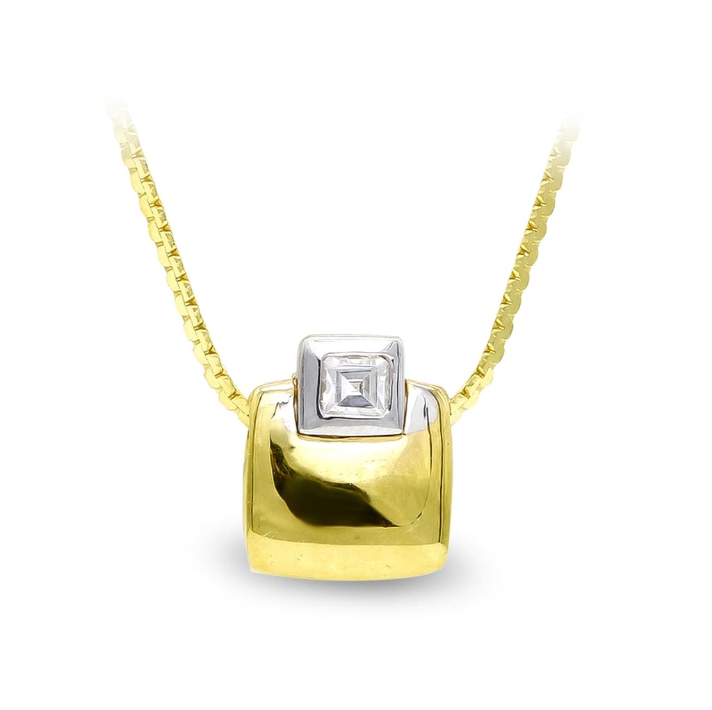 18K GARGANTILLA ORO BICOLOR CUADRA CON CIRCONITAS