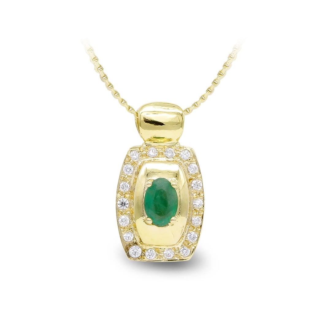18K GARGANTILLA ORO AMARILLO ESMERALDA 6X4 MM CIRCONITAS