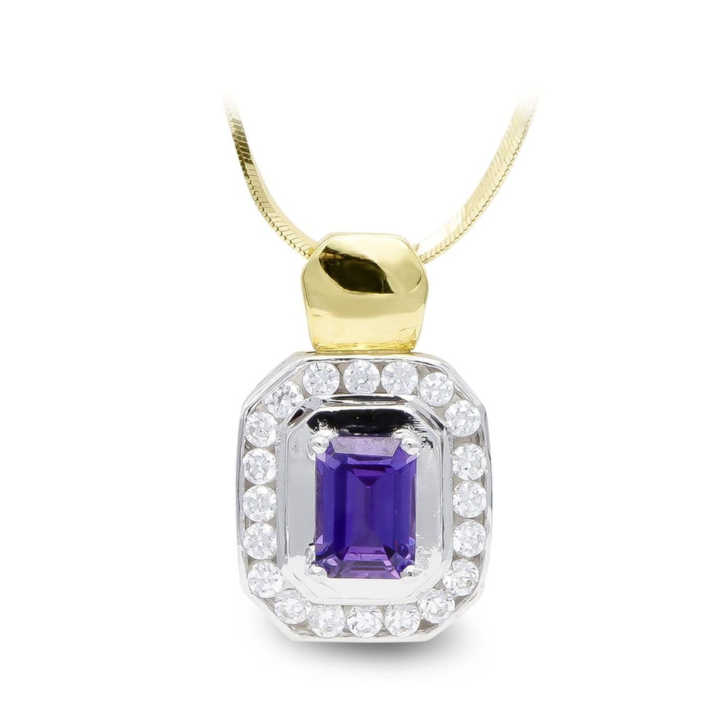 18K GARGANTILLA ORO BICOLOR AMATISTA 7X5 MM