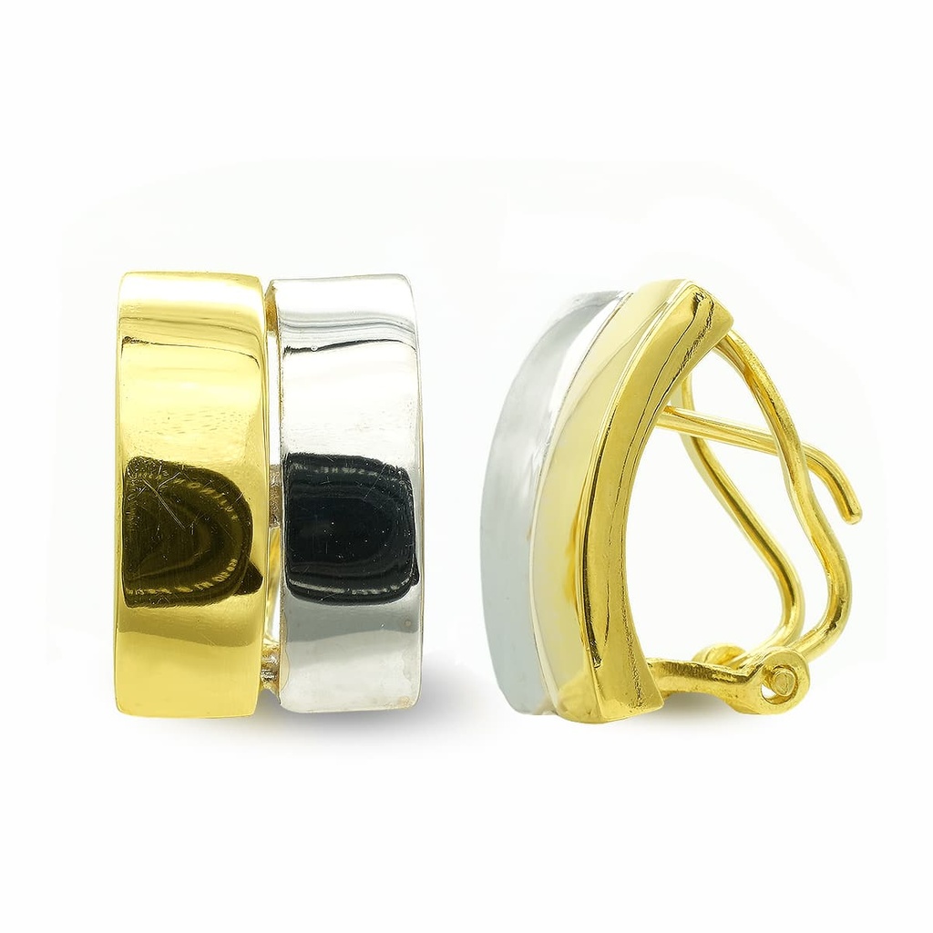 18K PENDIENTES ORO BICOLOR BANDAS