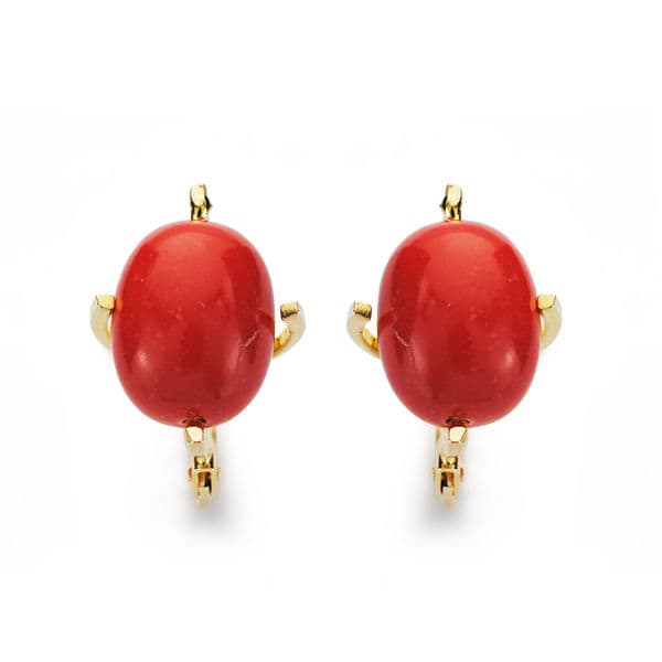 18K PENDIENTES TRONCO CORAL  12X10 MM
