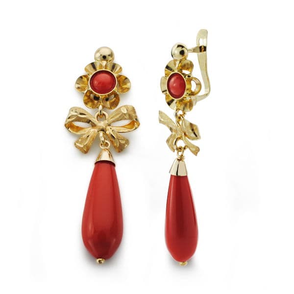 18K PENDIENTES LAZO CORALINA 36X12 MM