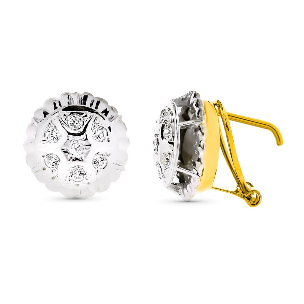 18K PENDIENTES ORO BLANCO Y CIRCONITAS 13 MM