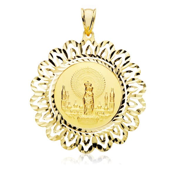 9K MEDALLA CERCO VIRGEN PILAR 36 MM