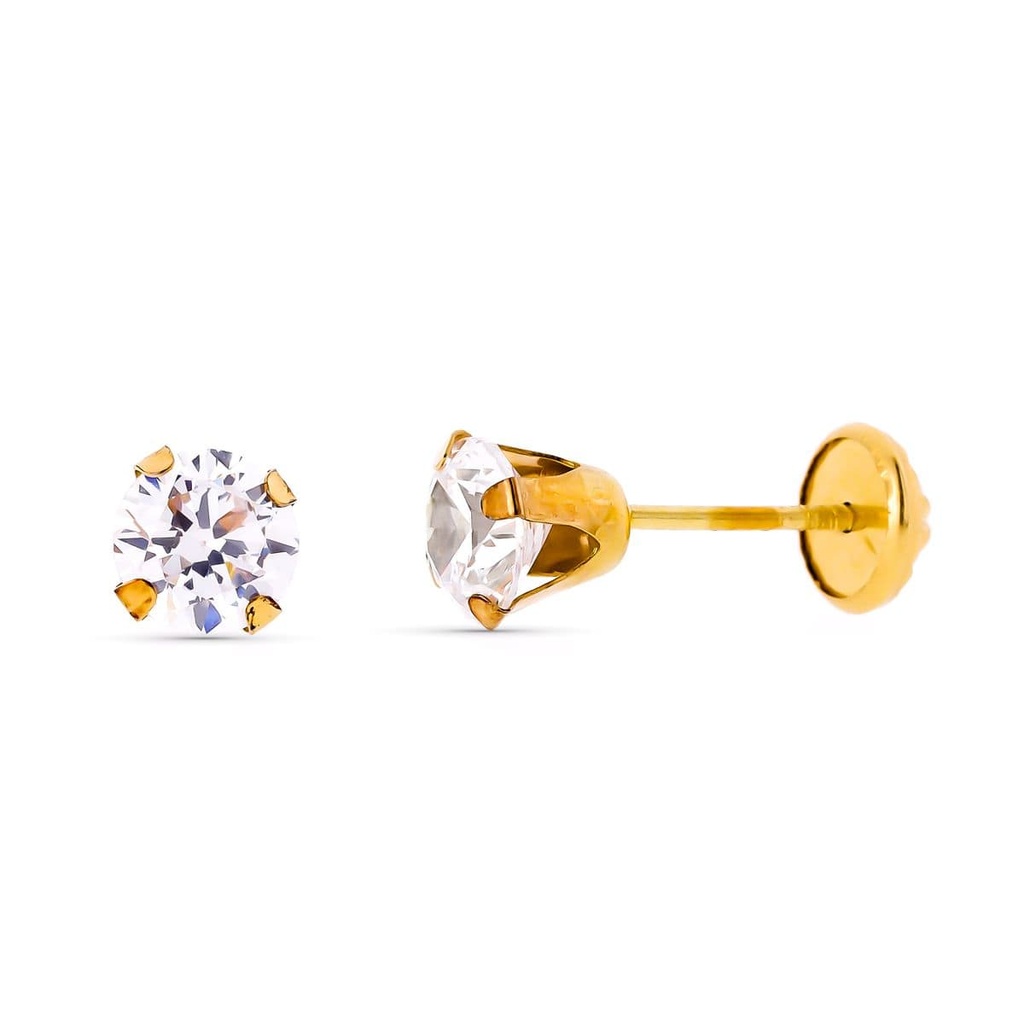 9K PENDIENTES CIRCONITA CUATRO GARRAS 5 MM