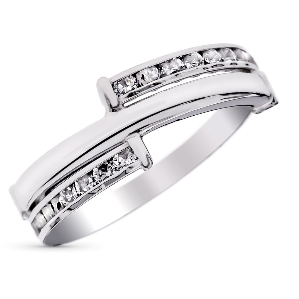 9K SORTIJA ORO BLANCO ARO CIRCONITAS ANCHO TOTAL 5.50 MM