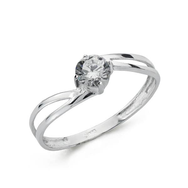 9K SOLITARIO ORO BLANCO CIRCONITA 4.5 MM