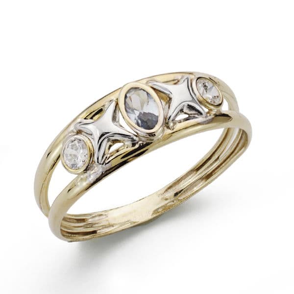 9K SORTIJA BICOLOR PIEDRA CIRCONITAS