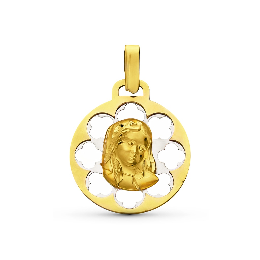 9K MEDALLA ORO BICOLOR 21X18 MM
