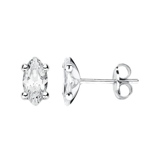 9K PENDIENTES ORO BLANCO PIEDRA GARRAS