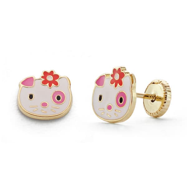 9K PENDIENTES CARA SPOTTY C/FLOR