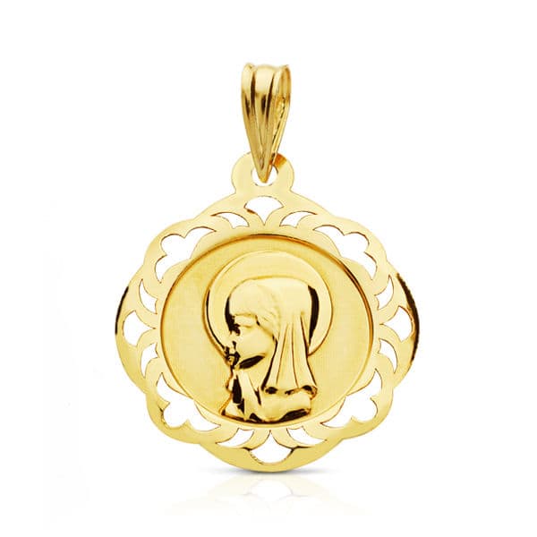 9K VIRGEN NIÑA CERCO CALADO 20X18 MM