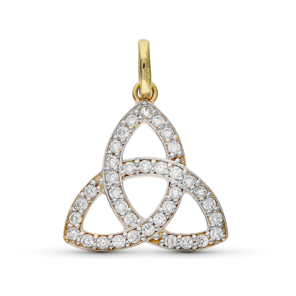 9K COLGANTE ORO BICOLOR CON CIRCONITAS TRINIDAD TRINITY 19X19 MM